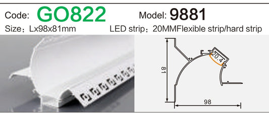 Alluminu 9881 LED Aluminum Profile 98x81mm