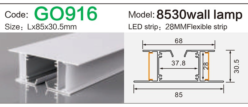 Alluminu 8530 wall lamp LED Aluminum Profile 85x30.5mm