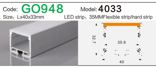 Alluminu 4033 LED Aluminum Profile 40x33mm