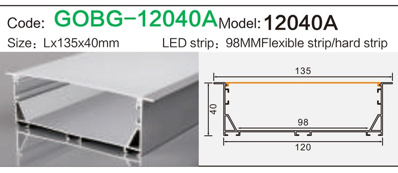 Alluminu 12040A LED Aluminum Profile 135x40mm