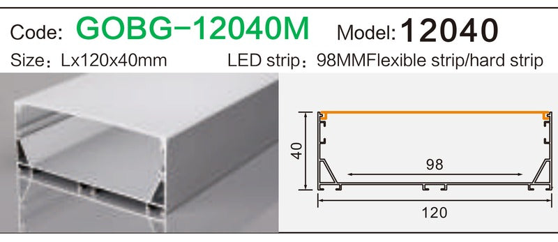 Alluminu 12040 LED Aluminum Profile 120x40mm