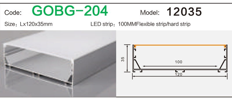 Alluminu 12035 LED Aluminum Profile 120x35mm