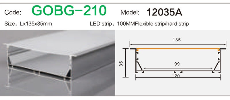 Alluminu 12035A LED Aluminum Profile 135x35mm