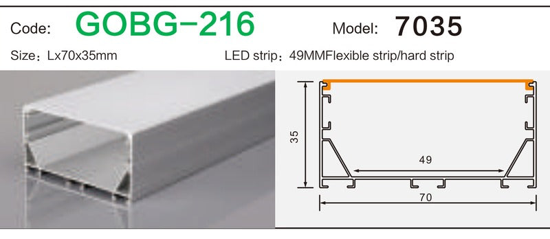 Alluminu 7035 LED Aluminum Profile 70x35mm