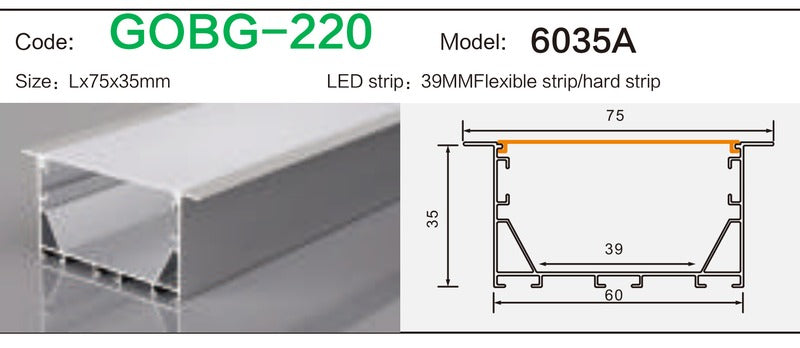 Alluminu 6035A LED Aluminum Profile 75x35mm