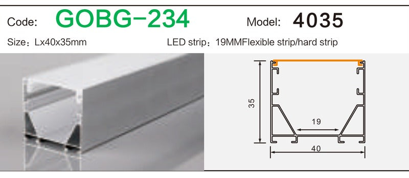 Alluminu 4035 LED Aluminum Profile 40x35mm