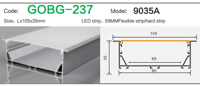 Alluminu 9035A LED Aluminum Profile 105x35mm