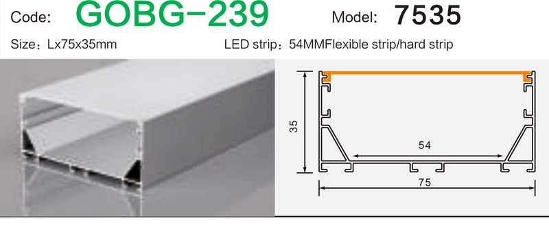 Alluminu 7535 LED Aluminum Profile 75x35mm
