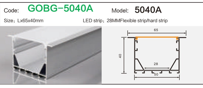 Alluminu 5040A LED Aluminum Profile 65x40mm