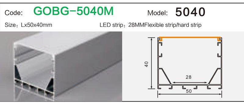 Alluminu 5040 LED Aluminum Profile 50x40mm