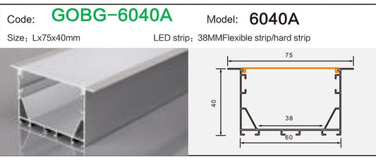 Alluminu 6040A LED Aluminum Profile 75x40mm
