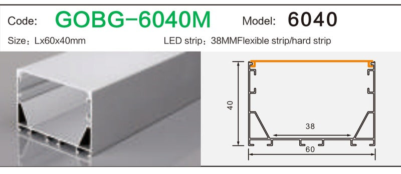 Alluminu 6040 LED Aluminum Profile 60x40mm