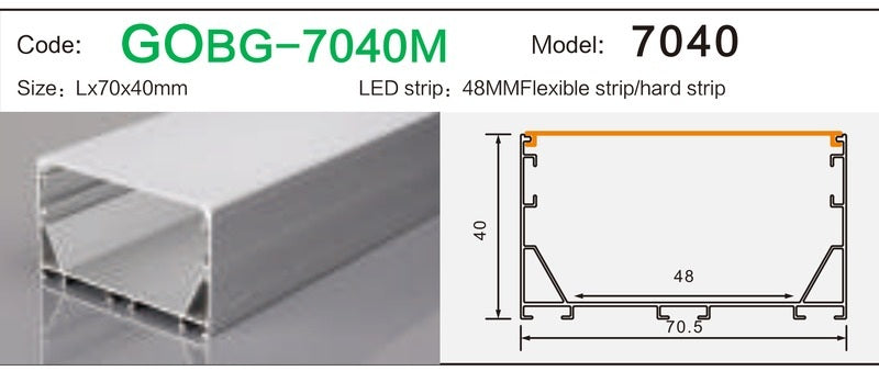 Alluminu 7040 LED Aluminum Profile 70x40mm