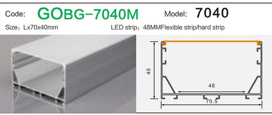 Alluminu 7040 LED Aluminum Profile 70x40mm