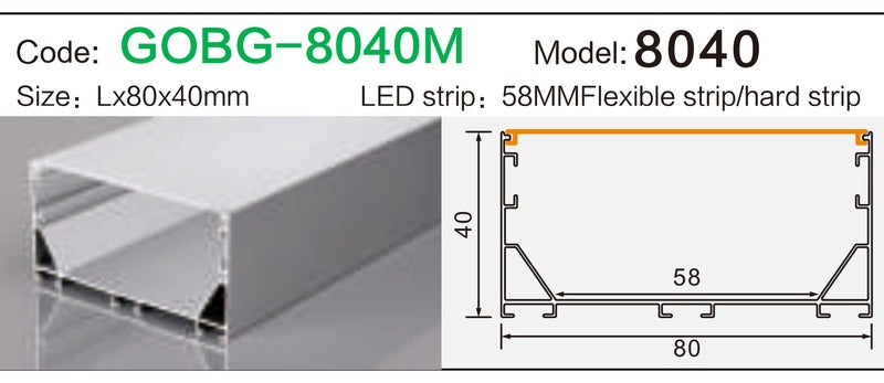 Alluminu 8040 LED Aluminum Profile 80x40mm