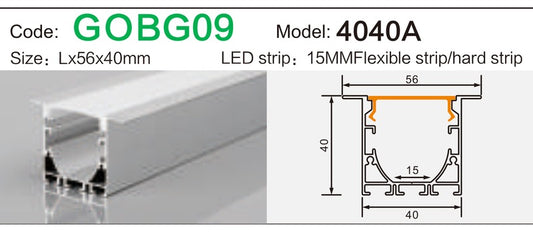 Alluminu 4040A LED Aluminum Profile 56x40mm