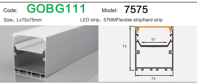 Alluminu 7575 LED Aluminum Profile 75x75mm