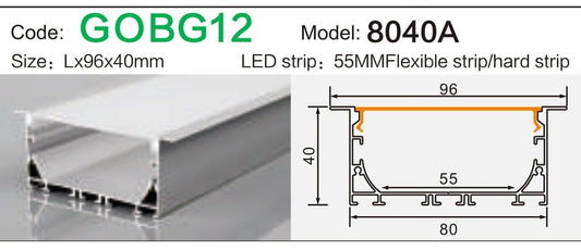 Alluminu 8040A LED Aluminum Profile 96x40mm