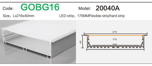 Alluminu 20040A LED Aluminum Profile 216x40mm