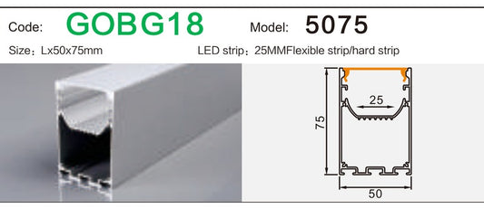Alluminu 5075 LED Aluminum Profile 50x75mm