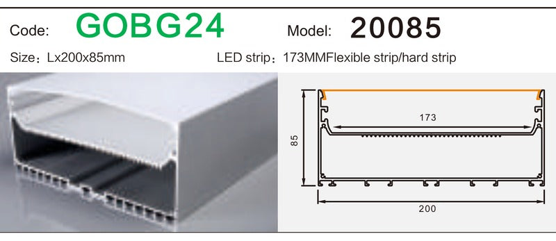 Alluminu 20085 LED Aluminum Profile 200x85mm