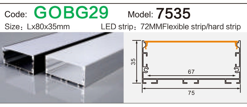 Alluminu 7535 LED Aluminum Profile 80x35mm