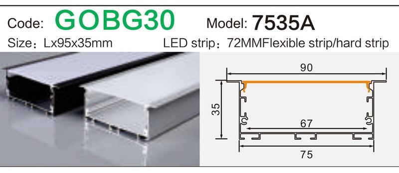 Alluminu 7535A LED Aluminum Profile 95x35mm