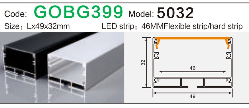 Alluminu 5032 LED Aluminum Profile 49x32mm