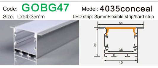 Alluminu 4035conceal LED Aluminum Profile 54x35mm