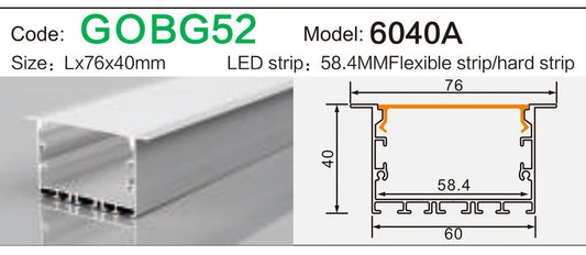 Alluminu 6040A LED Aluminum Profile 76x40mm