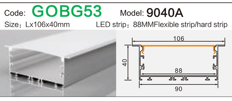 Alluminu 9040A LED Aluminum Profile 106x40mm