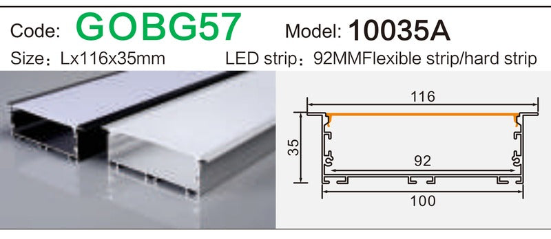 Alluminu 10035A LED Aluminum Profile 116x35mm