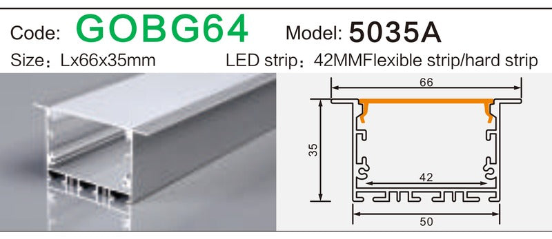 Alluminu 5035A LED Aluminum Profile 66x35mm