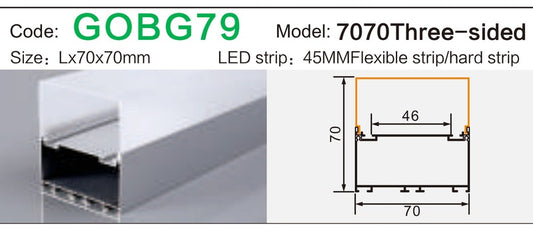 Alluminu 7070 Three-sided LED Aluminum Profile 70x70mm