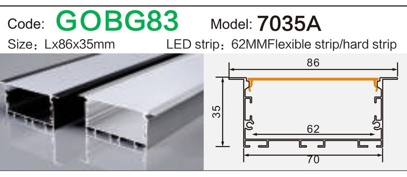 Alluminu 7035A LED Aluminum Profile 86x35mm