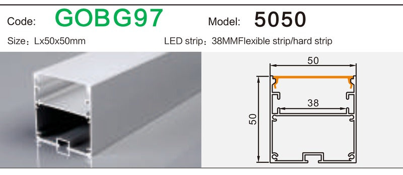Alluminu 5050 LED Aluminum Profile 50x50mm
