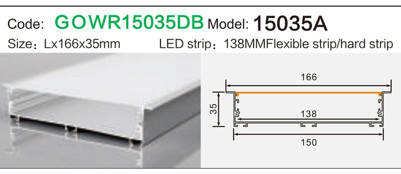 Alluminu 15035A LED Aluminum Profile 166x35mm