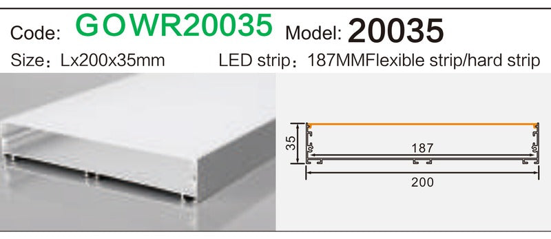 Alluminu 20035 LED Aluminum Profile 200x35mm