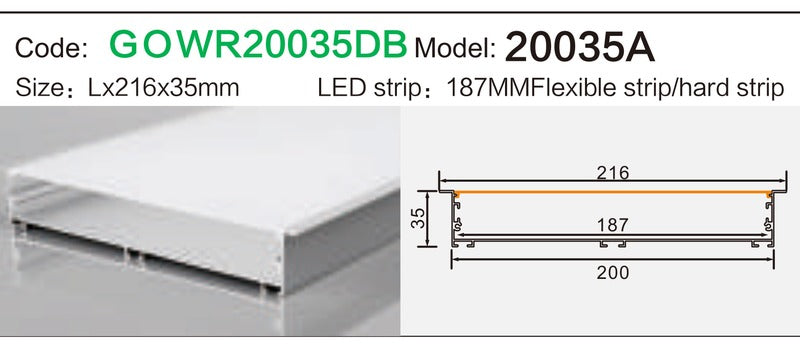 Alluminu 20035A LED Aluminum Profile 216x35mm