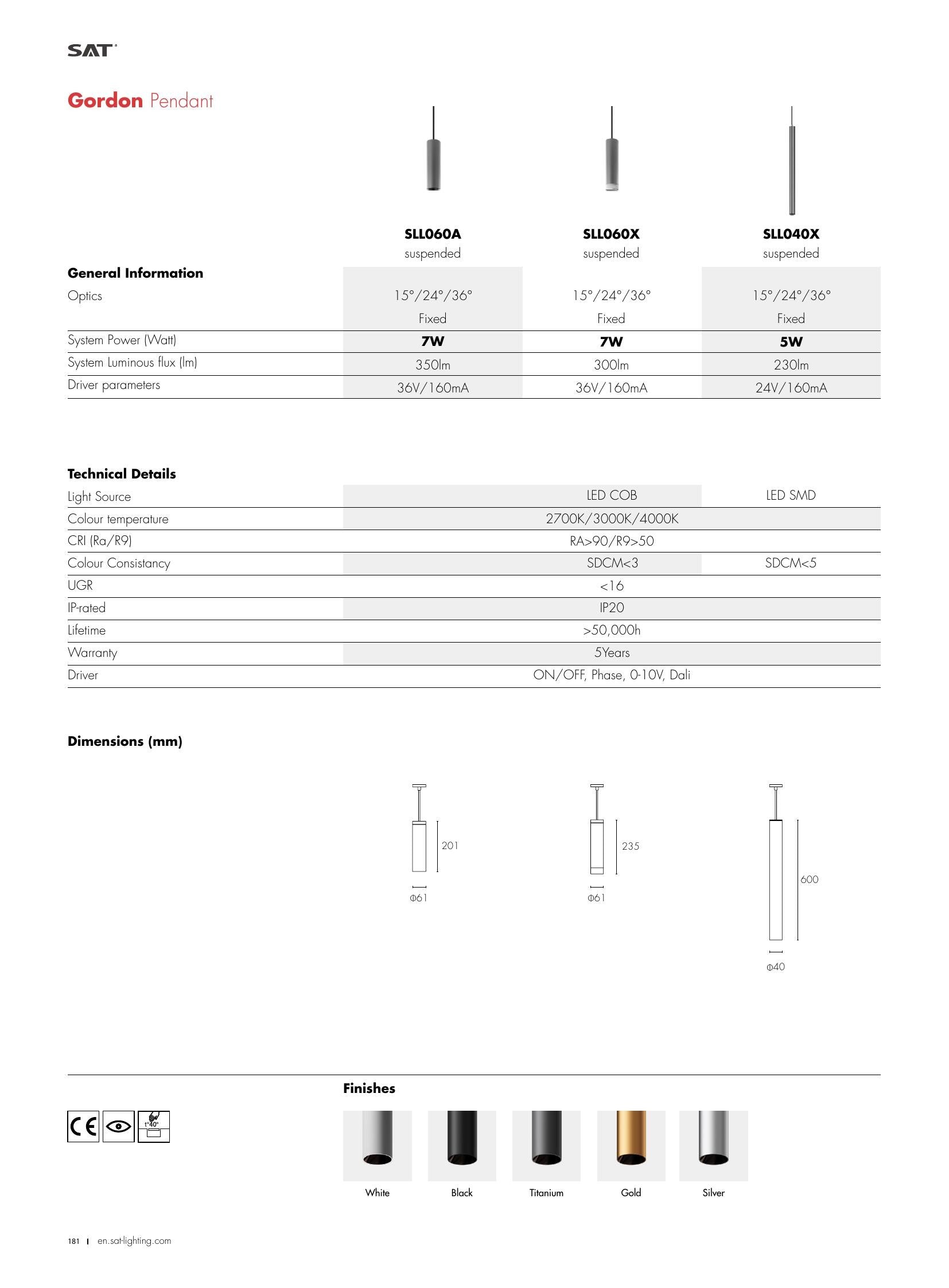 Gordon GORDON Pendant 5W Ø40 - SAT Lighting
