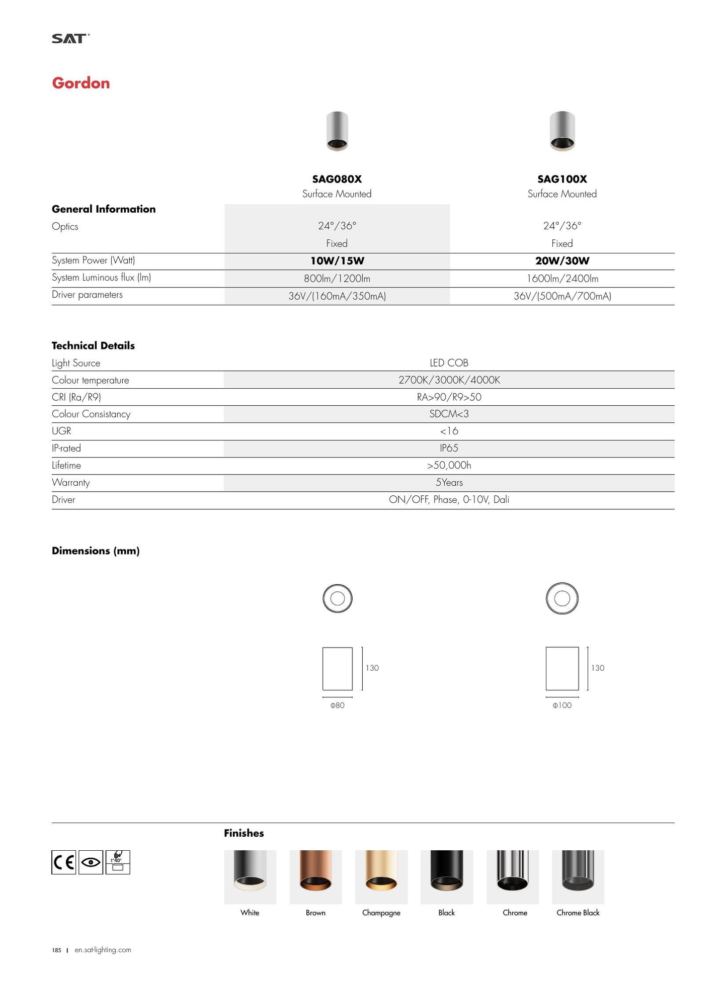 Gordon GORDON Surface Mounted 20/30W Ø100 - SAT Lighting