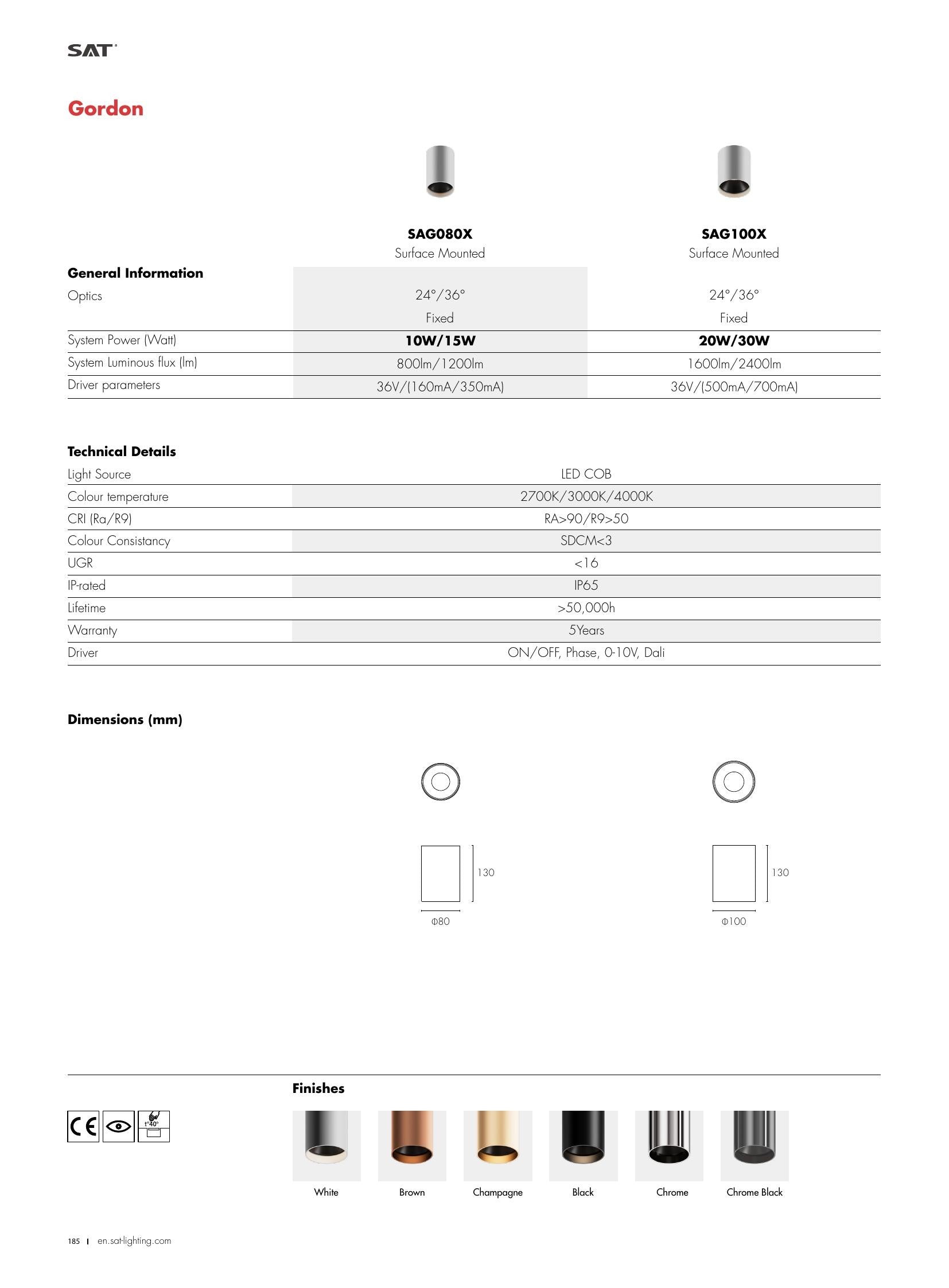 Gordon GORDON Surface Mounted 20/30W Ø100 - SAT Lighting
