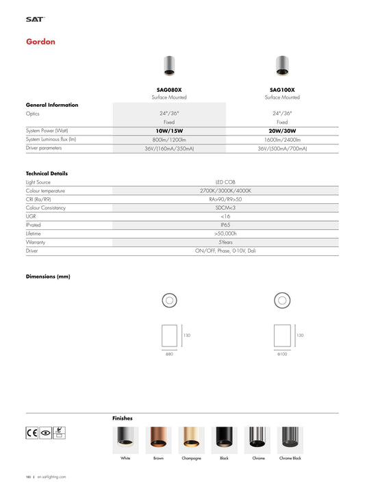 Gordon GORDON Surface Mounted 20/30W Ø100 - SAT Lighting