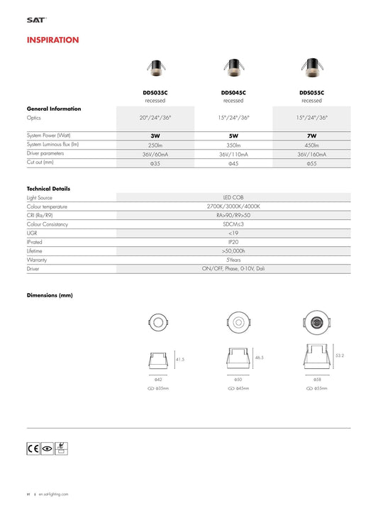Inspiration Inspiration Trim Changeable 7W Ø55 - SAT Lighting