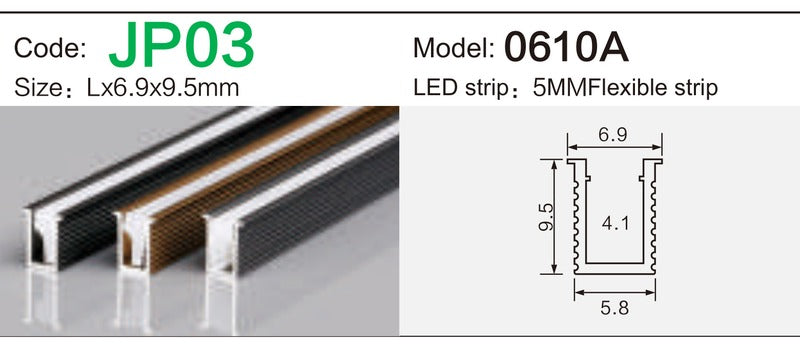 Alluminu 0610A LED Aluminum Profile 6.9x9.5mm