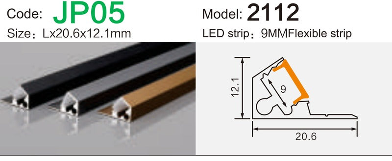 Alluminu 2112 LED Aluminum Profile 20.6x12.1mm