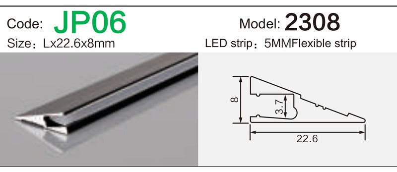 Alluminu 2308 LED Aluminum Profile 22.6x8mm