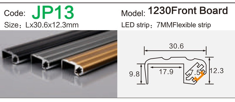 Alluminu 1230 Front Board LED Aluminum Profile 30.6x12.3mm