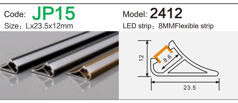 Alluminu 2412 LED Aluminum Profile 23.5x12mm