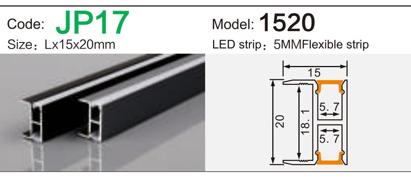 Alluminu 1520 LED Aluminum Profile 15x20mm